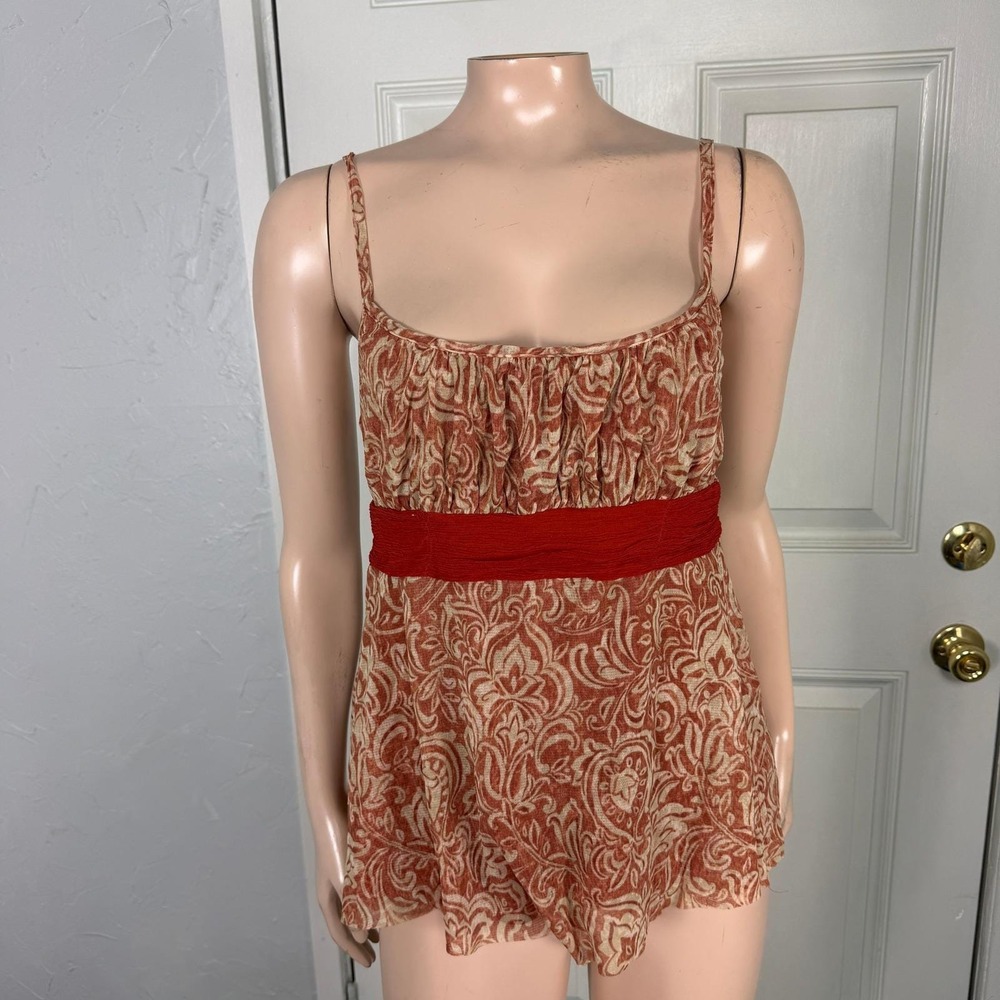 Vintage Y2k Weston Wear Shirt Medium Tank top Floral Boho Mesh USA Nylon NN13